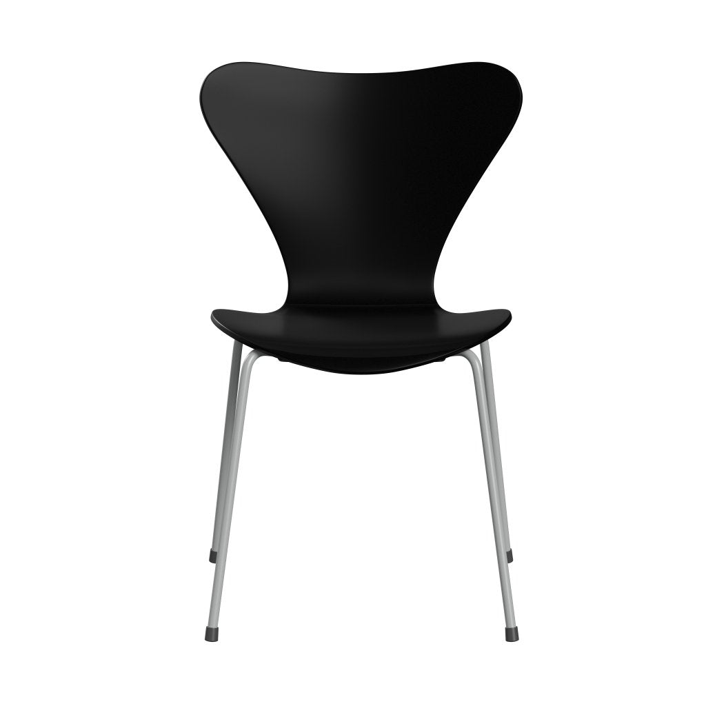 Fritz Hansen 3107 Silla sin supervoltura, nueve gris/lacado negro