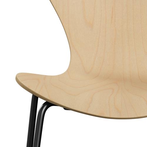 Fritz Hansen 3107 Stuhl ungepolstert, Schwarz/Ahornfurnier Natur