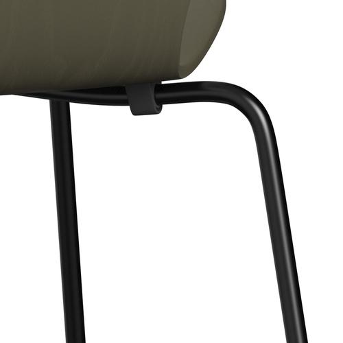 Fritz Hansen 3107 chaise unophastered, noir / teint en cendres vert olive