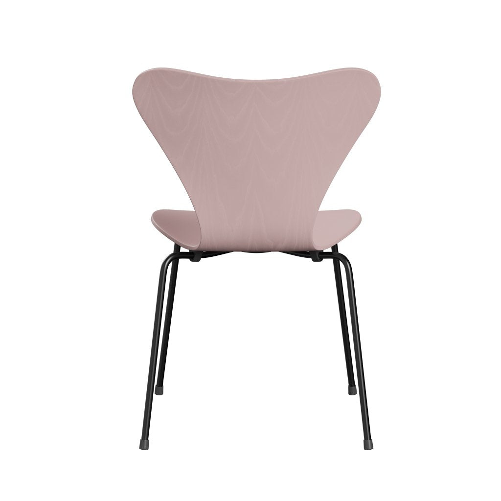 Sedia Fritz Hansen 3107 non ufflorata, nera/color rosa pallida