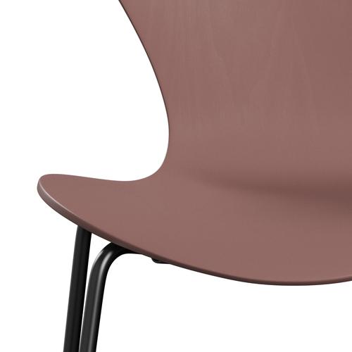 Fritz Hansen 3107 chaise unophastered, noir / coloré rose sauvage