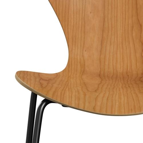 Fritz Hansen 3107 Stuhl ungepolstert, Schwarz/Kirschfurnier Natur