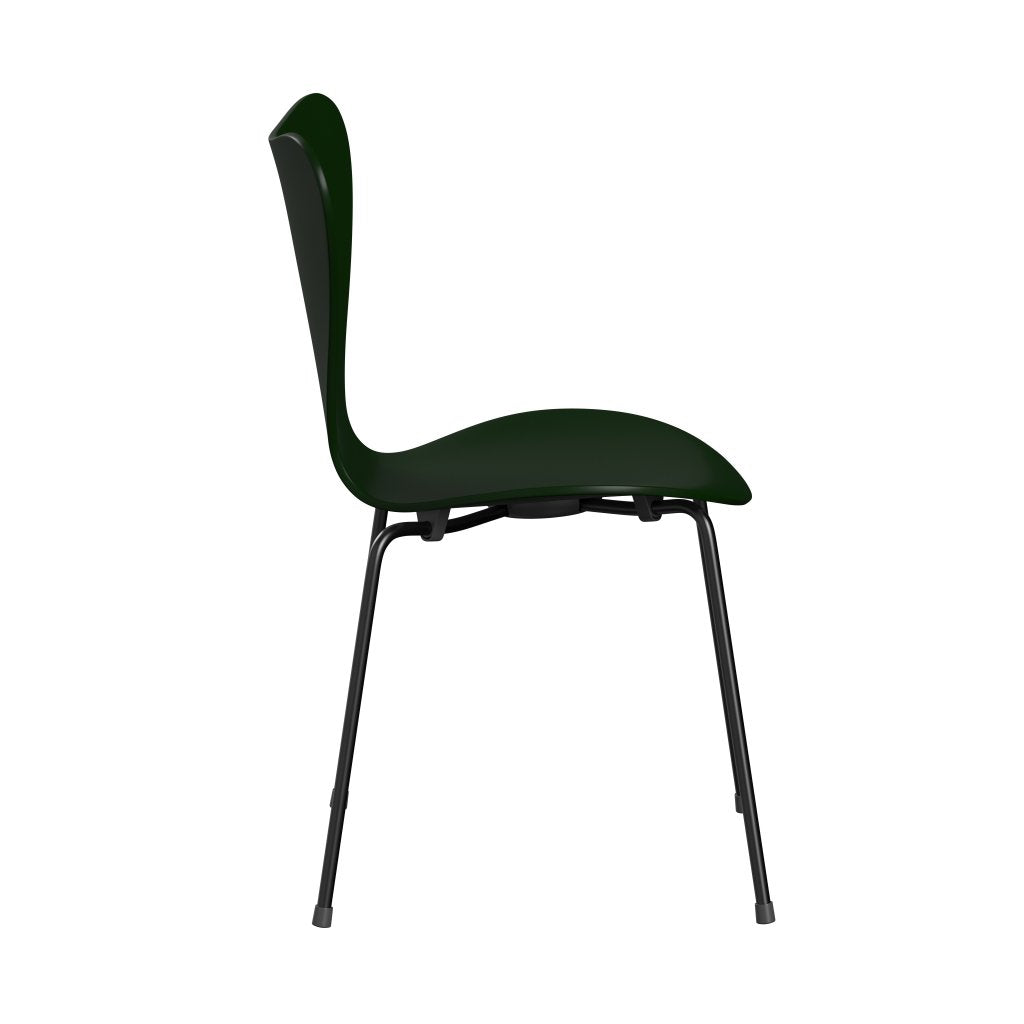 Fritz Hansen 3107 Stol UnupHolstered, sort/lakeret stedsegrøn