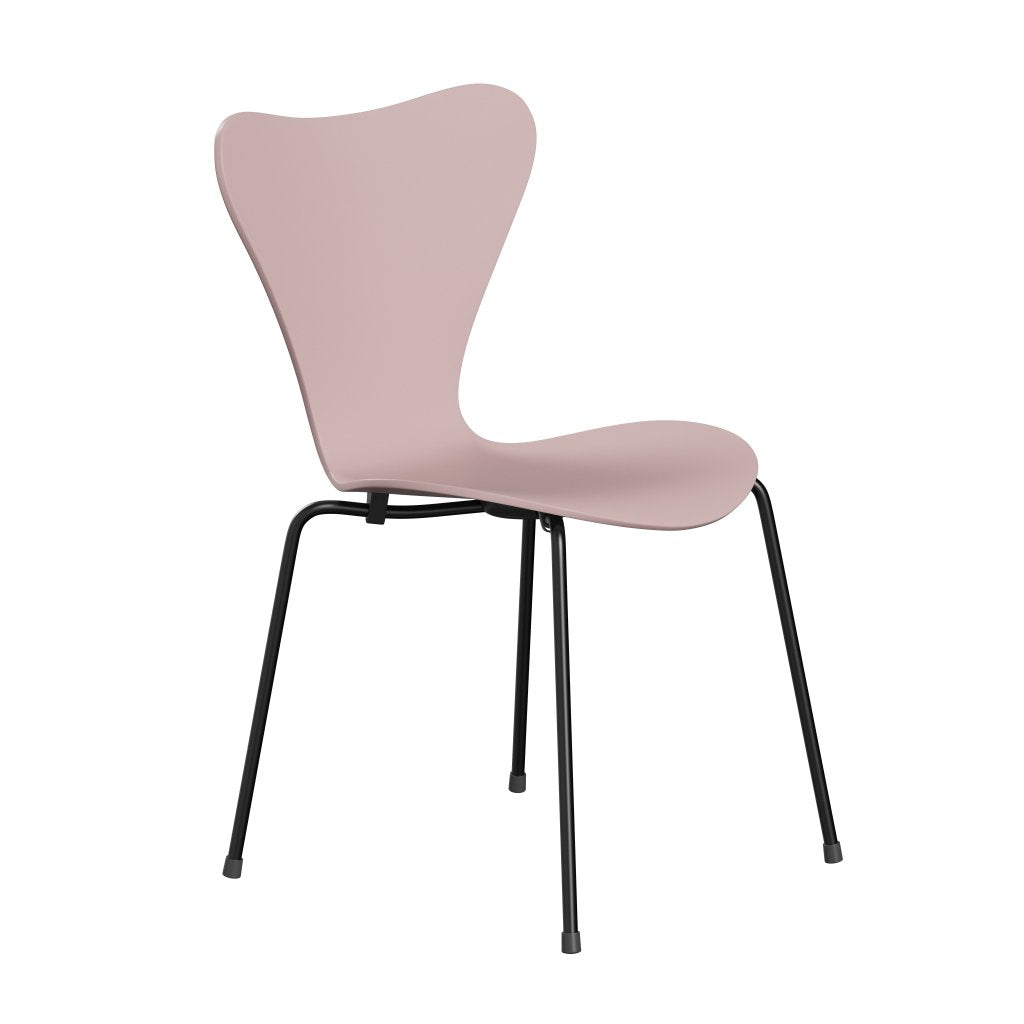 Fritz Hansen 3107 chaise unophastered, noire / laquée rose pâle