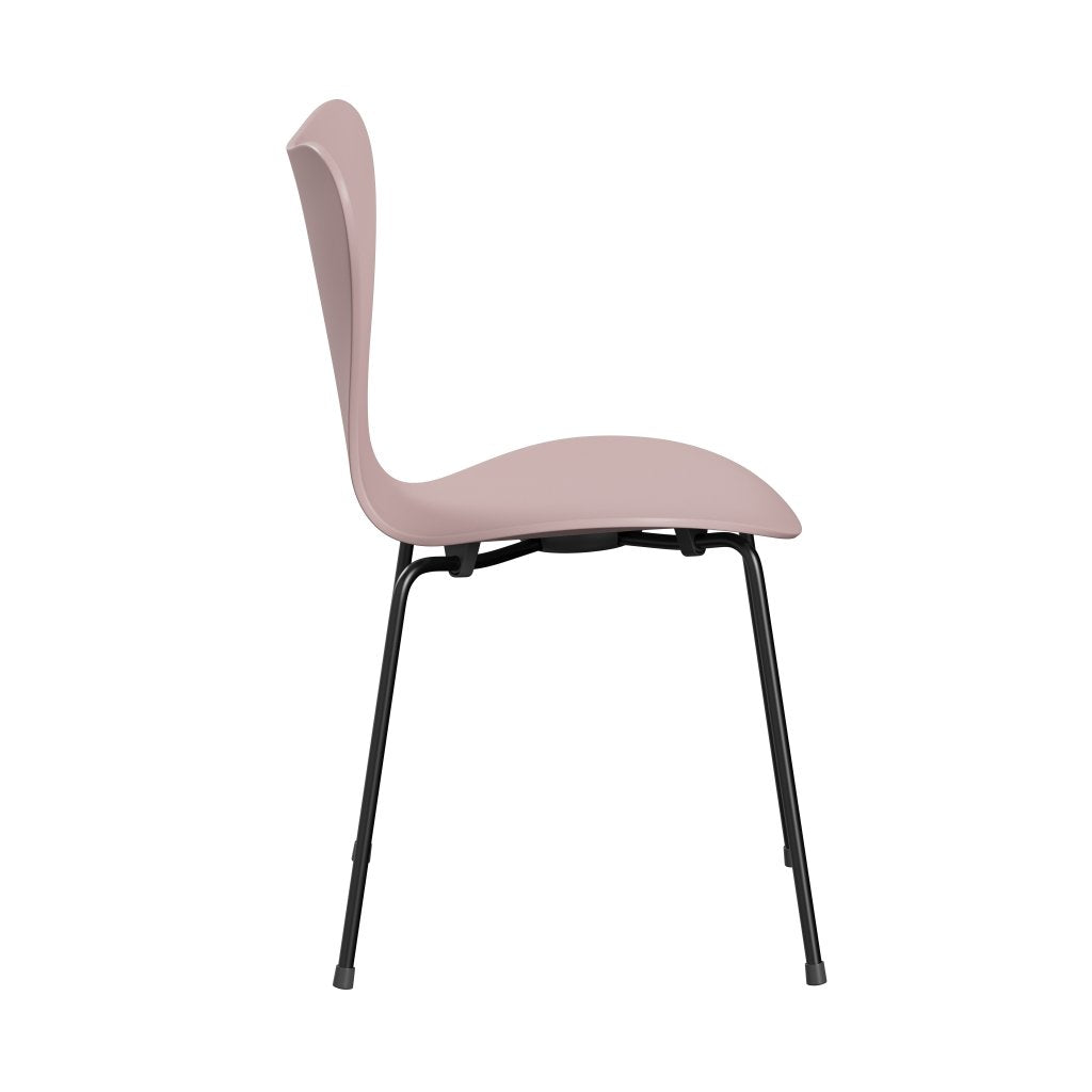 Fritz Hansen 3107 chaise unophastered, noire / laquée rose pâle