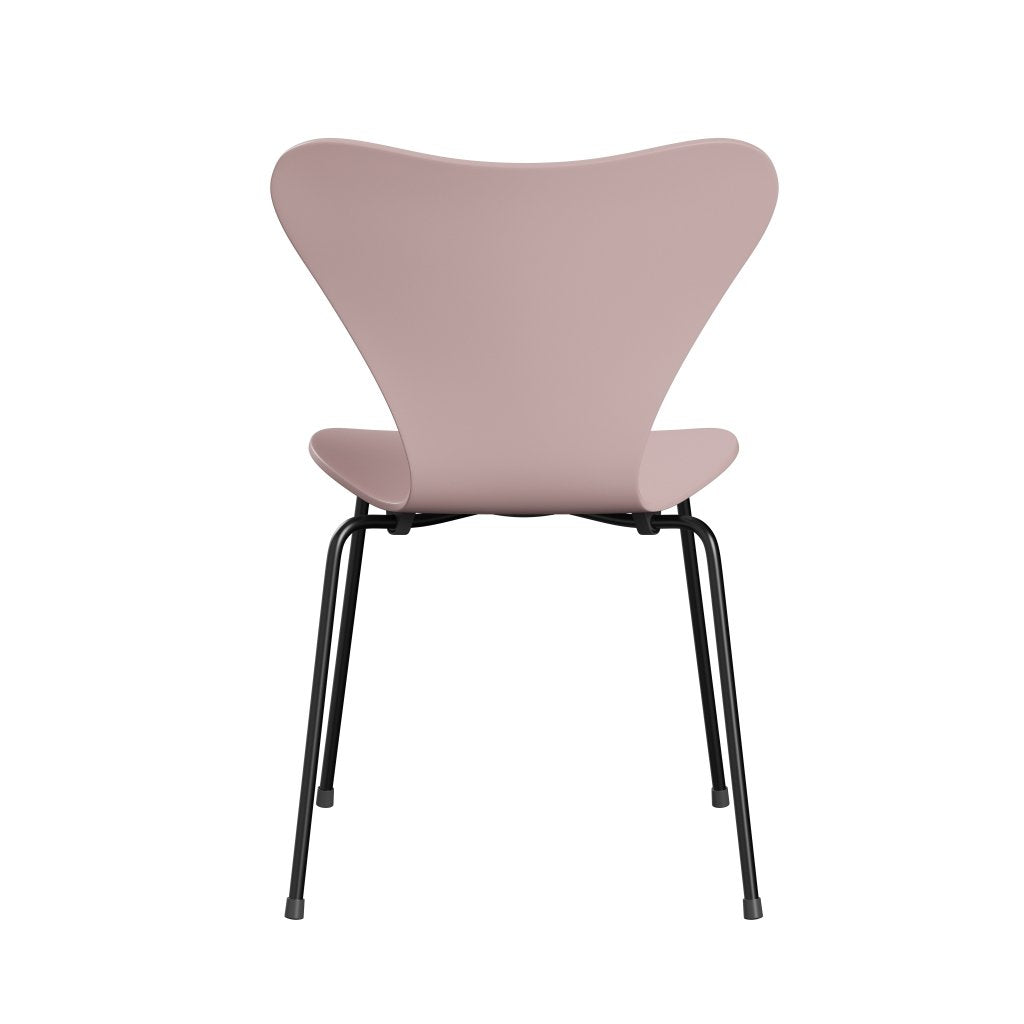 Fritz Hansen 3107 chaise unophastered, noire / laquée rose pâle