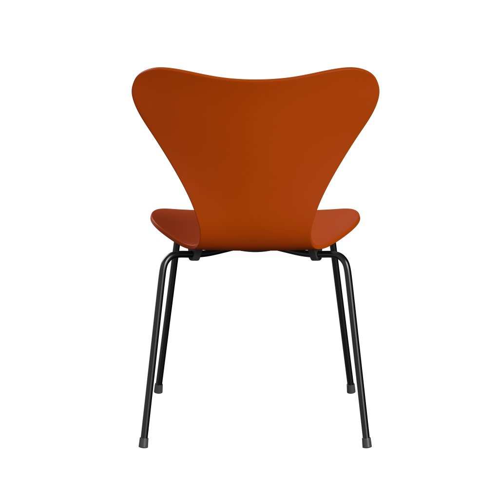 Fritz Hansen 3107 Chair Unupholstered, Black/Lacquered Paradise Orange