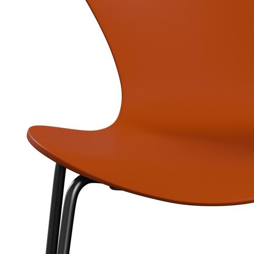 Fritz Hansen 3107 Stuhl ungepolstert, Schwarz/Lackiert Paradies Orange