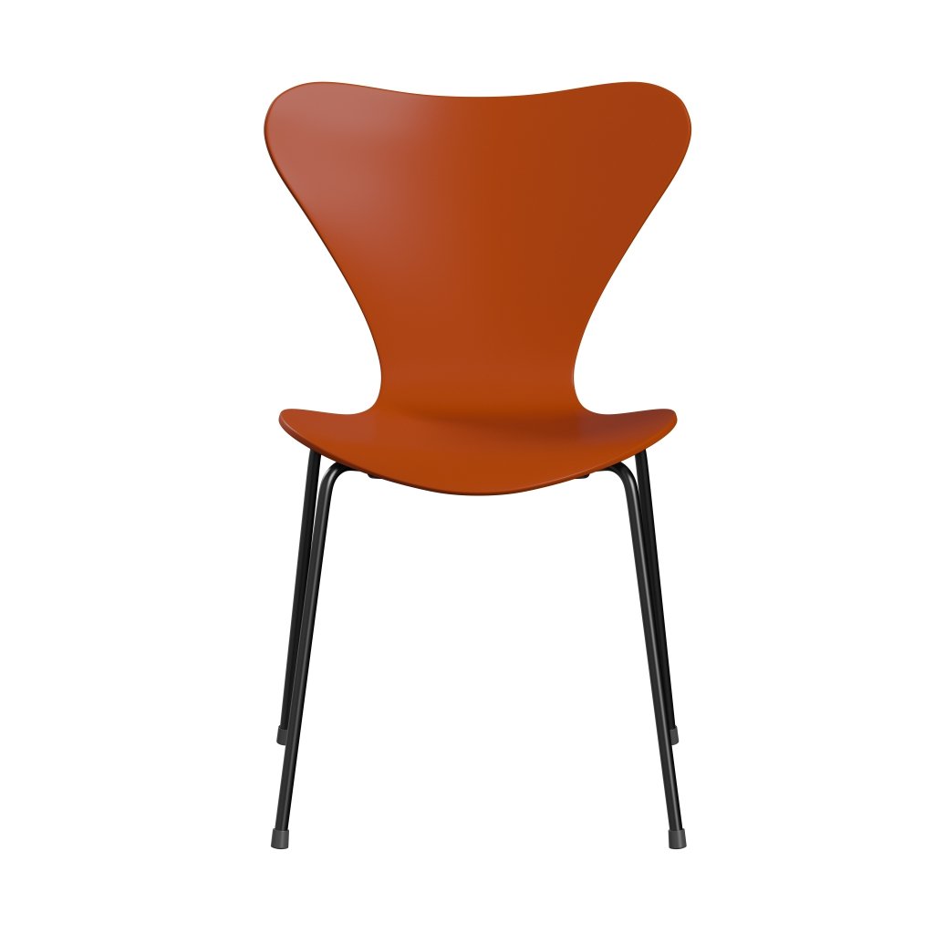 Fritz Hansen 3107 chaise unophastered, noir / laquée paradis orange