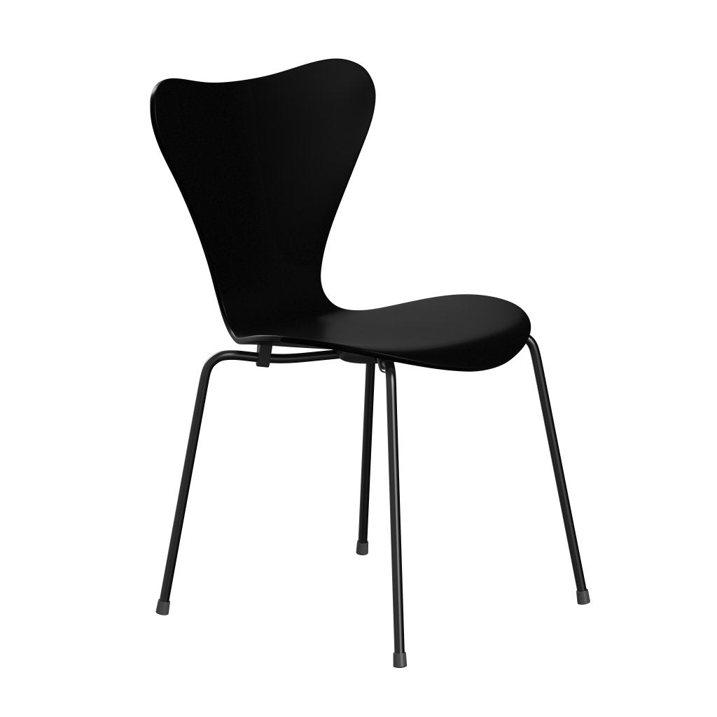 Fritz Hansen 3107 Stuhl ungepolstert, Schwarz/Schwarz lackiert