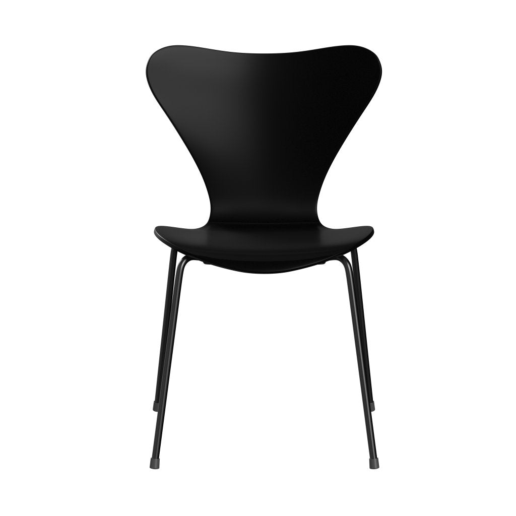 Fritz Hansen 3107 Stuhl ungepolstert, Schwarz/Schwarz lackiert