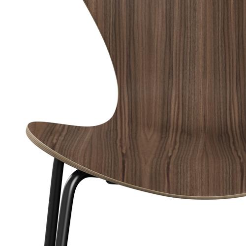 Fritz Hansen 3107 sedia non ufflorata, impiallacciatura nera/noce naturale