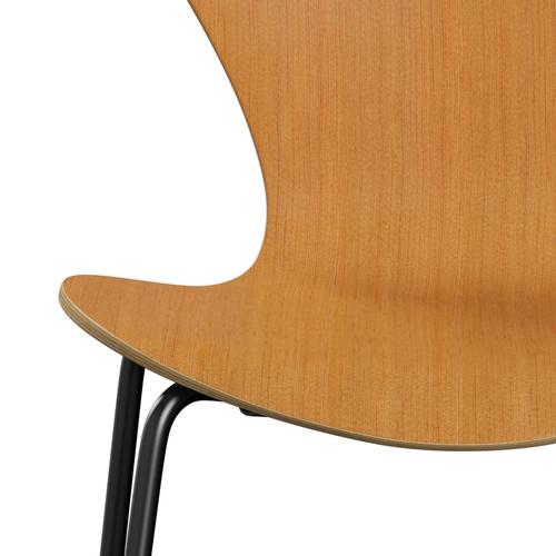 Fritz Hansen 3107 Chair Unupholstered, Black/Swiss Stone Pine Veneer Natural