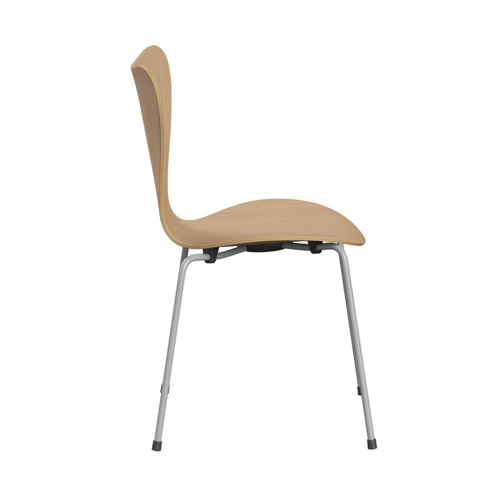 Fritz Hansen 3107 Stuhl ungepolstert, Silbergrau/Buchenfurnier Natur