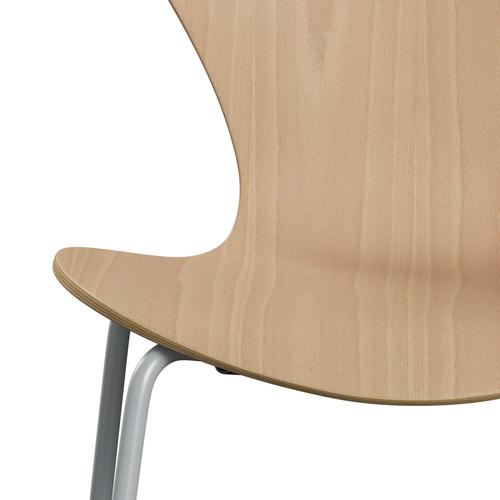 Fritz Hansen 3107 Stuhl ungepolstert, Silbergrau/Buchenfurnier Natur