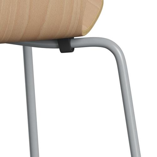 Fritz Hansen 3107 Stuhl ungepolstert, Silbergrau/Buchenfurnier Natur