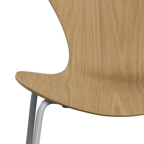 Fritz Hansen 3107 Stuhl ungepolstert, Silbergrau/Eichenfurnier Natur