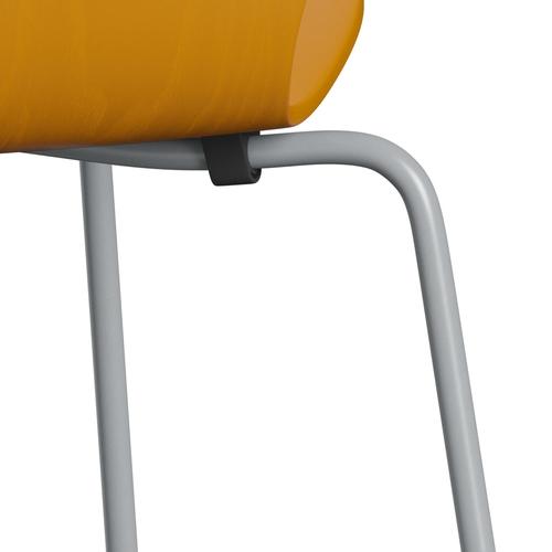 Sedia Fritz Hansen 3107 non uffolisca, grigio argento/cenere colorato bruciato giallo