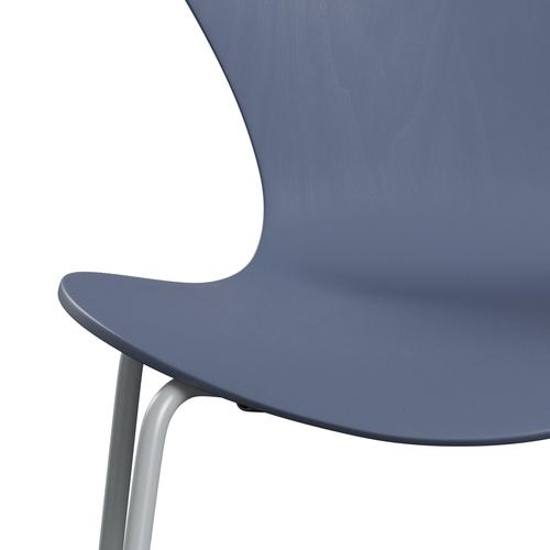 Fritz Hansen 3107 Stuhl ungepolstert, Silbergrau/gefärbte Esche Dusk Blue