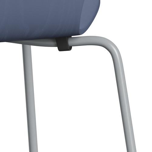 Fritz Hansen 3107 Chair Unupholstered, Silver Grey/Dyed Ash Dusk Blue