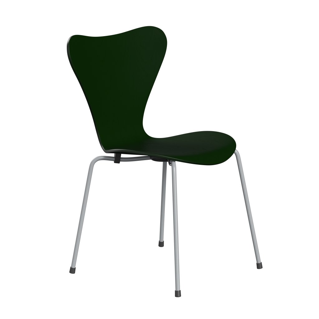 Fritz Hansen 3107 Chair Unupholstered, Silver Grey/Dyed Ash Evergreen