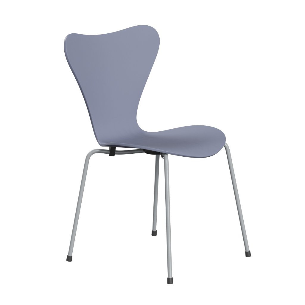 Sedia Fritz Hansen 3107 non uffoliscata, grigio argento/tinto di lavanda blu