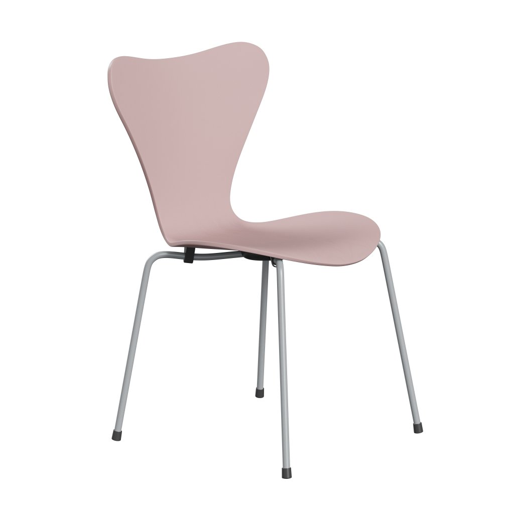 Fritz Hansen 3107 Stuhl ungepolstert, Silbergrau/gefärbte Esche Blassrosa