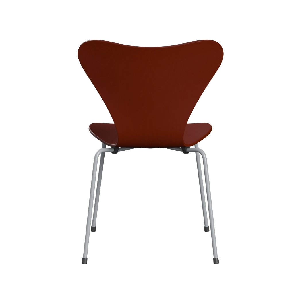 Fritz Hansen 3107 chaise inupsie, gris argenté / cendre teint rouge vénitien rouge