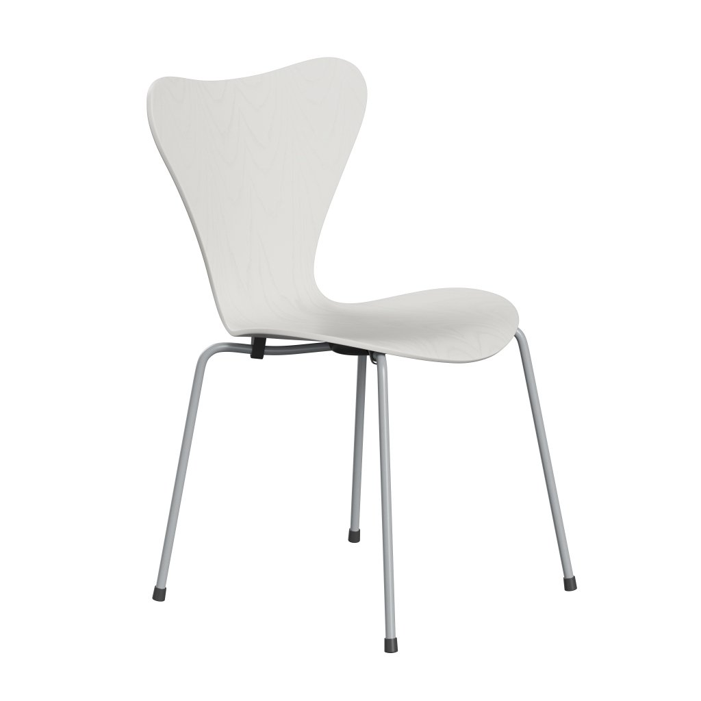 Sedia Fritz Hansen 3107 non ufflorata, grigio argento/color cenere bianco