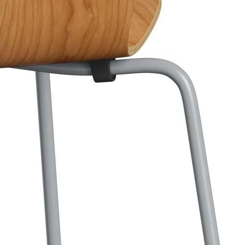 Fritz Hansen 3107 Stuhl ungepolstert, Silbergrau/Kirschfurnier Natur