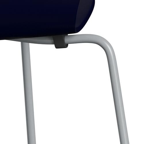 Fritz Hansen 3107 chaise unophastered, gris argenté / laquée de minuit bleu