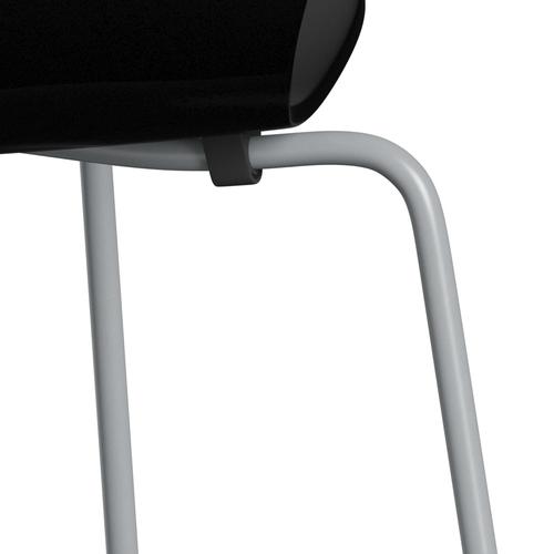 Fritz Hansen 3107 Silla sin supervolotear, gris plateado/lacado negro