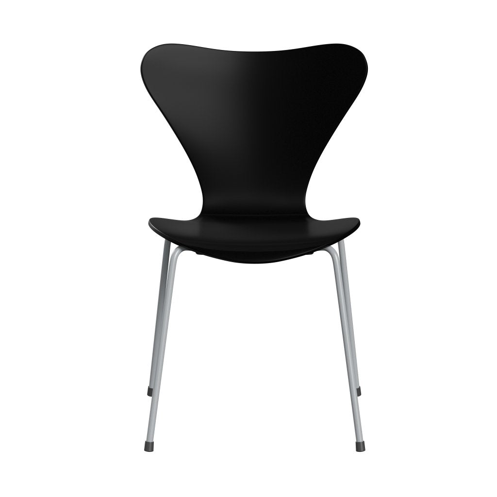 Fritz Hansen 3107 chaise unophastered, gris argenté / noire laqué