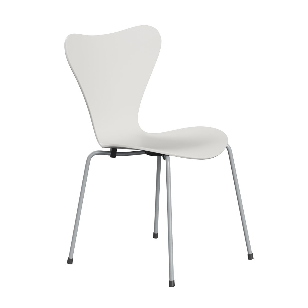 Fritz Hansen 3107 Stuhl ungepolstert, Silbergrau/Weiß lackiert