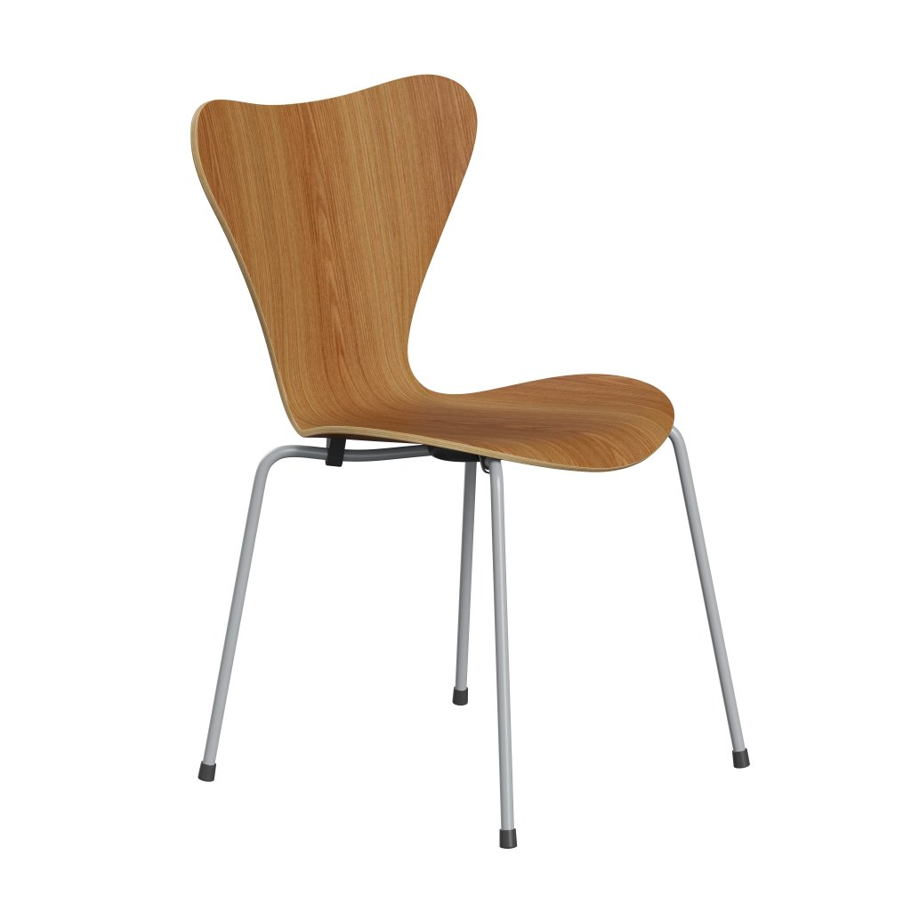 Fritz Hansen 3107 Silla sin supervolotear, gris plateado/chapa de chapa natural