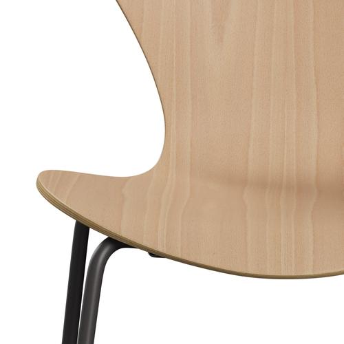 Fritz Hansen 3107 Silla sin supervoltura, grafito cálido/chapa de haya natural