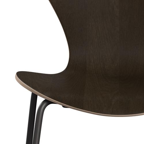 Fritz Hansen 3107 Chair Unupholstered, Warm Graphite/Dark Stained Oak Veneer Natural