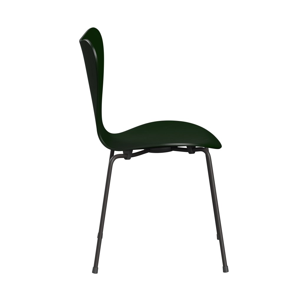 Fritz Hansen 3107 stoel niet -gestoffeerd, warme grafiet/geverfde as evergreen