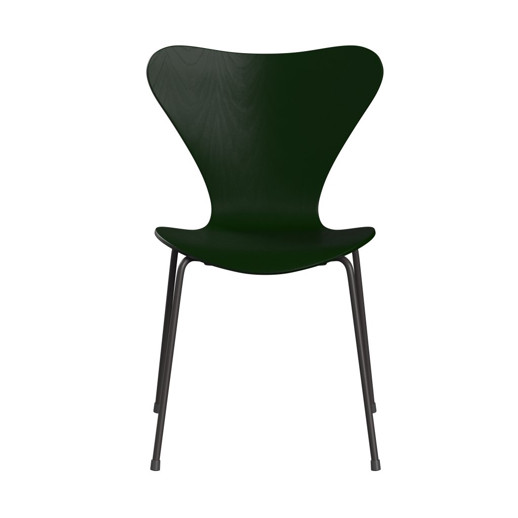 Fritz Hansen 3107 stoel niet -gestoffeerd, warme grafiet/geverfde as evergreen