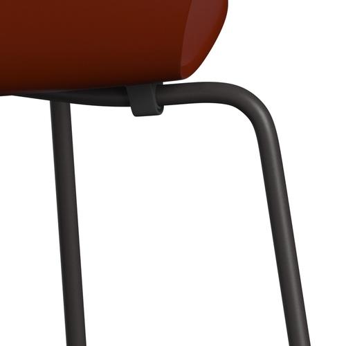 Fritz Hansen 3107 Stuhl ungepolstert, Warm Graphit/Lackiert Venetianisch Rot