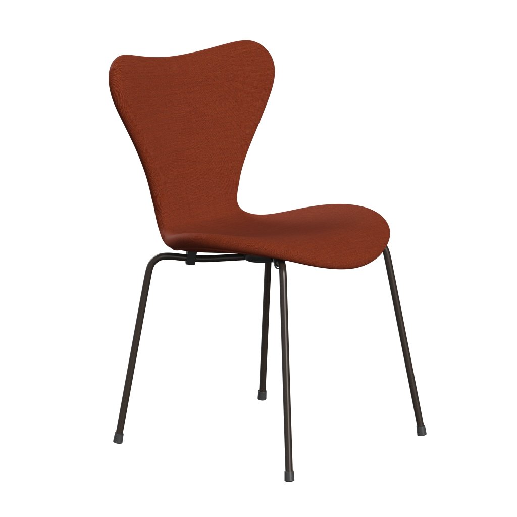 Fritz Hansen 3107 chaise complète complète, bronze marron / toile rose marron