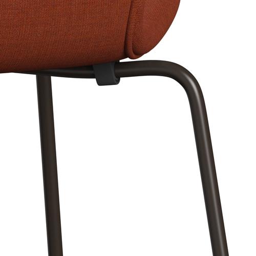 Fritz Hansen 3107 chaise complète complète, bronze marron / toile rose marron