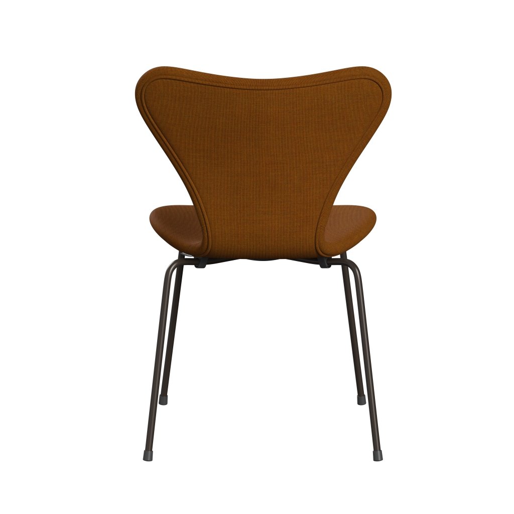 Fritz Hansen 3107 Stuhl Vollpolsterung, Braun-Bronze/Leinwand Dunkel-Beige