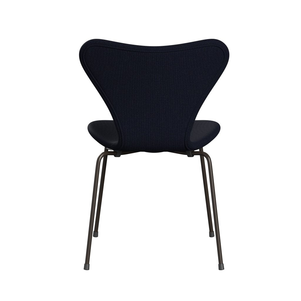 Fritz Hansen 3107 chaise complète complète, bronze marron / toile bleu foncé