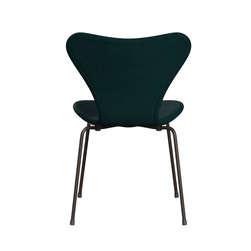 Fritz Hansen 3107 chaise complète complète, bronze marron / toile bleu foncé / vert