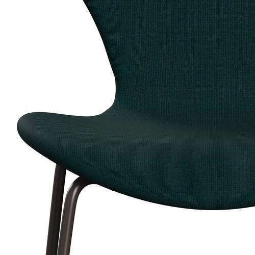 Fritz Hansen 3107 stol full møbeltrekk, brun bronse/lerret mørk blå/grønn