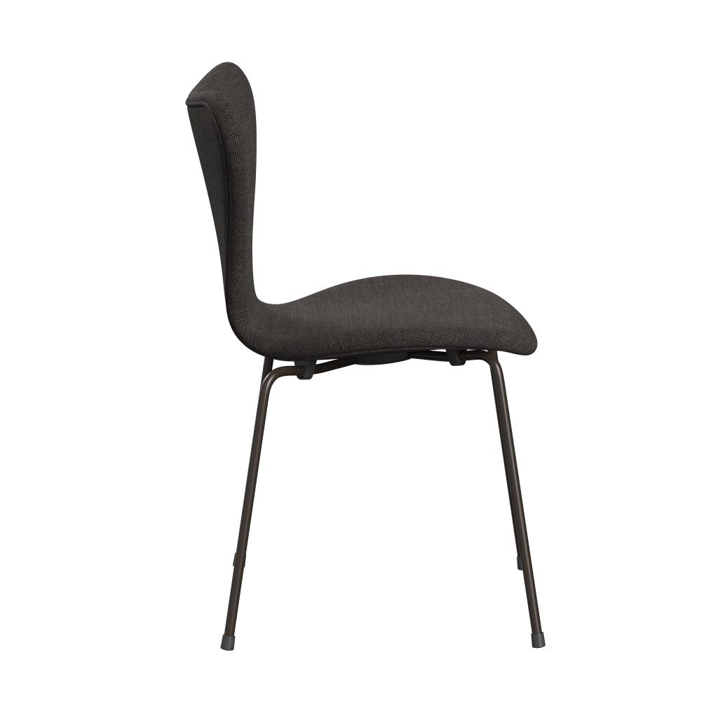 Fritz Hansen 3107 sedia piena tappezzeria, bronzo marrone/tela grigio scuro