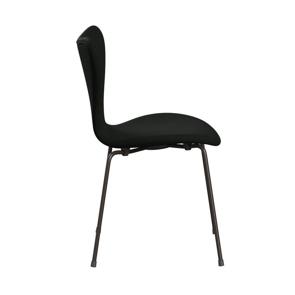 Fritz Hansen 3107 chaise complète complète, bronze brun / toile vert foncé