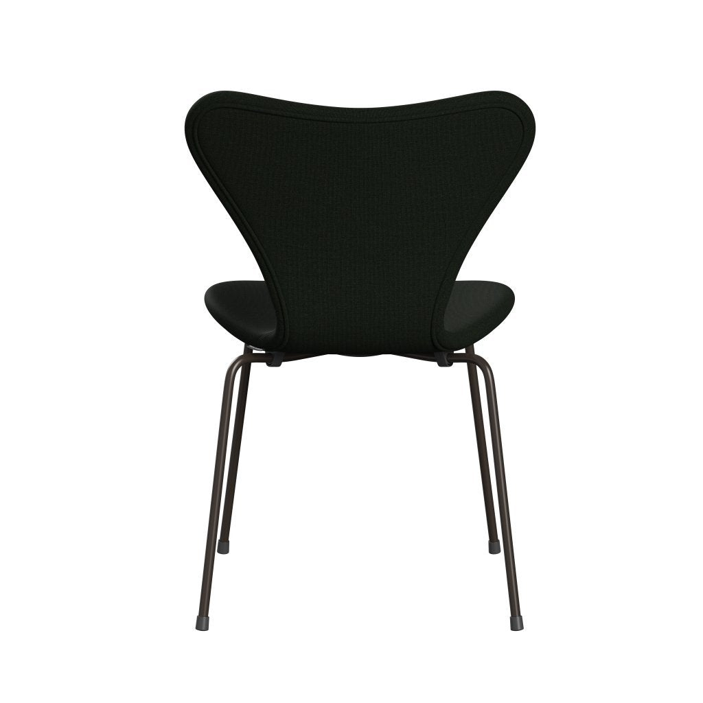 Fritz Hansen 3107 Silla tapicería completa, bronce marrón/lienzo verde oscuro