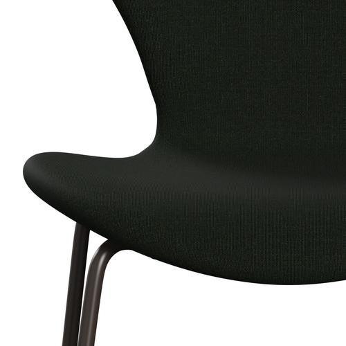 Fritz Hansen 3107 Silla tapicería completa, bronce marrón/lienzo verde oscuro